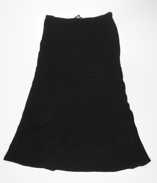 Sienna Womens Black Polyester Maxi Skirt Size L Zip - Embellishment Detail