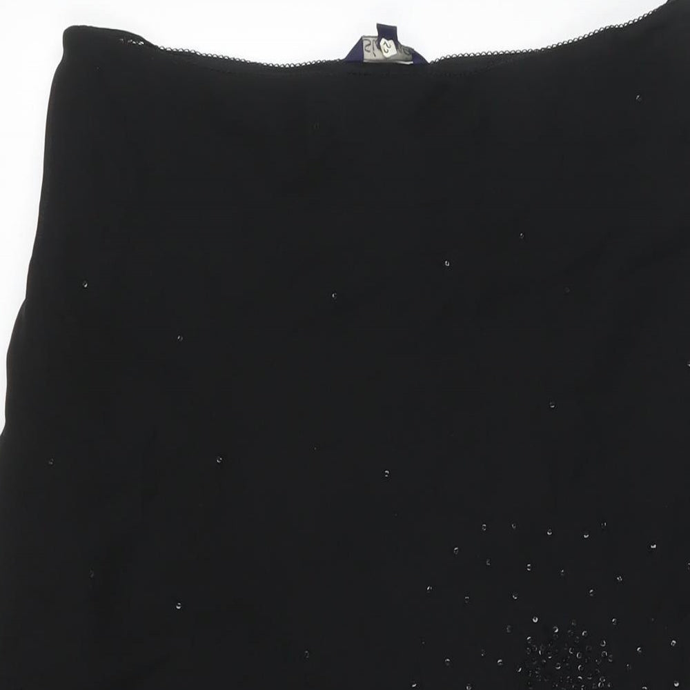 Sienna Womens Black Polyester Maxi Skirt Size L Zip - Embellishment Detail