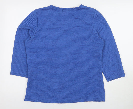 Stock Shop Womens Blue Polyester Basic Blouse Size L Scoop Neck