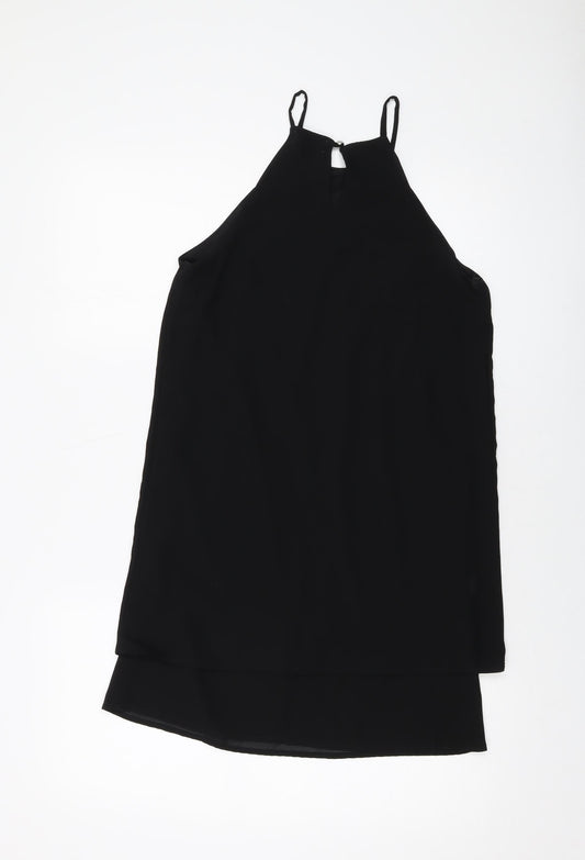 Monteau Womens Black Polyester Tank Dress Size S Round Neck Pullover