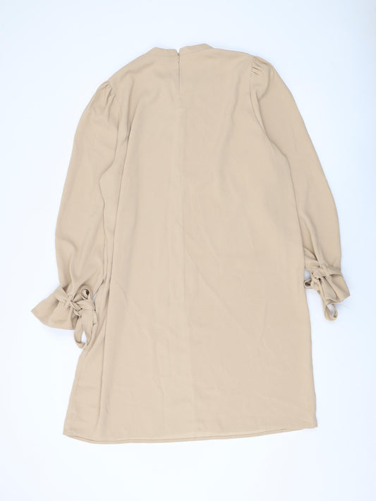 VERO MODA Womens Beige Polyester A-Line Size XL Crew Neck Zip