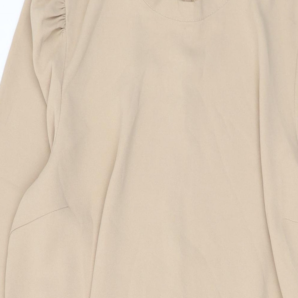 VERO MODA Womens Beige Polyester A-Line Size XL Crew Neck Zip