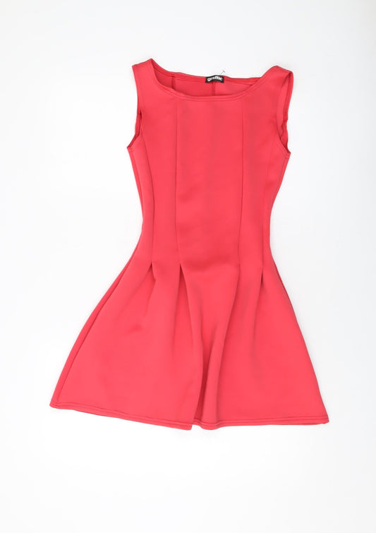 Graffic Womens Red Polyester A-Line Size 8 Round Neck Pullover