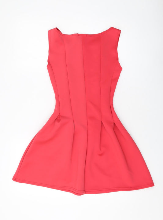 Graffic Womens Red Polyester A-Line Size 8 Round Neck Pullover