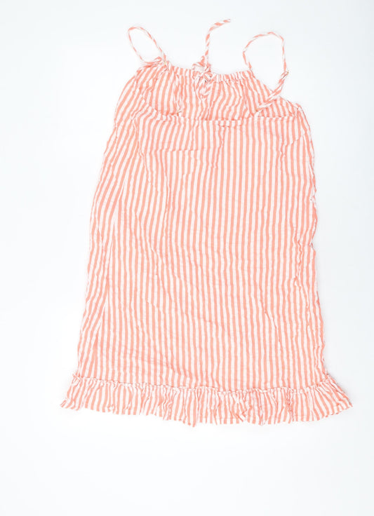 Marks and Spencer Womens Orange Striped Polyester Tank Dress Size 12 Round Neck Pullover