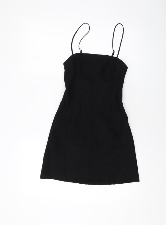 Silence + Noise Womens Black Viscose Mini Size XS Square Neck Pullover