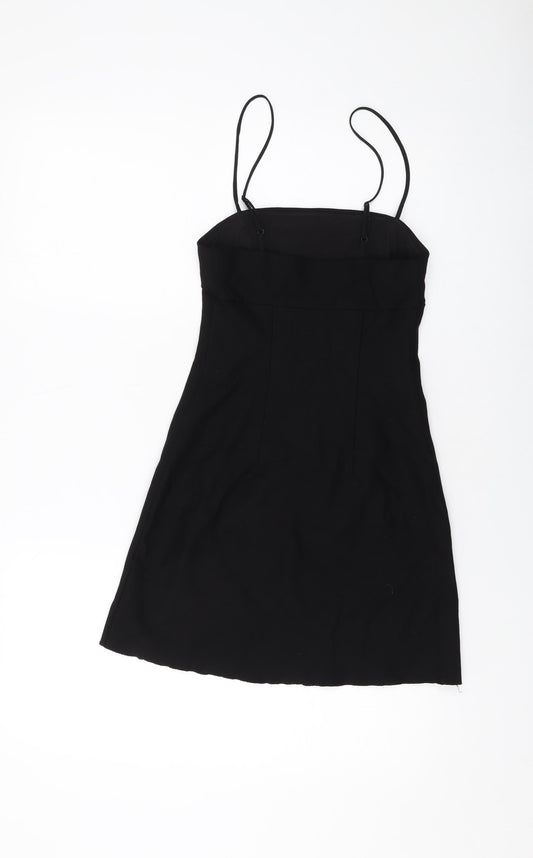 Silence + Noise Womens Black Viscose Mini Size XS Square Neck Pullover