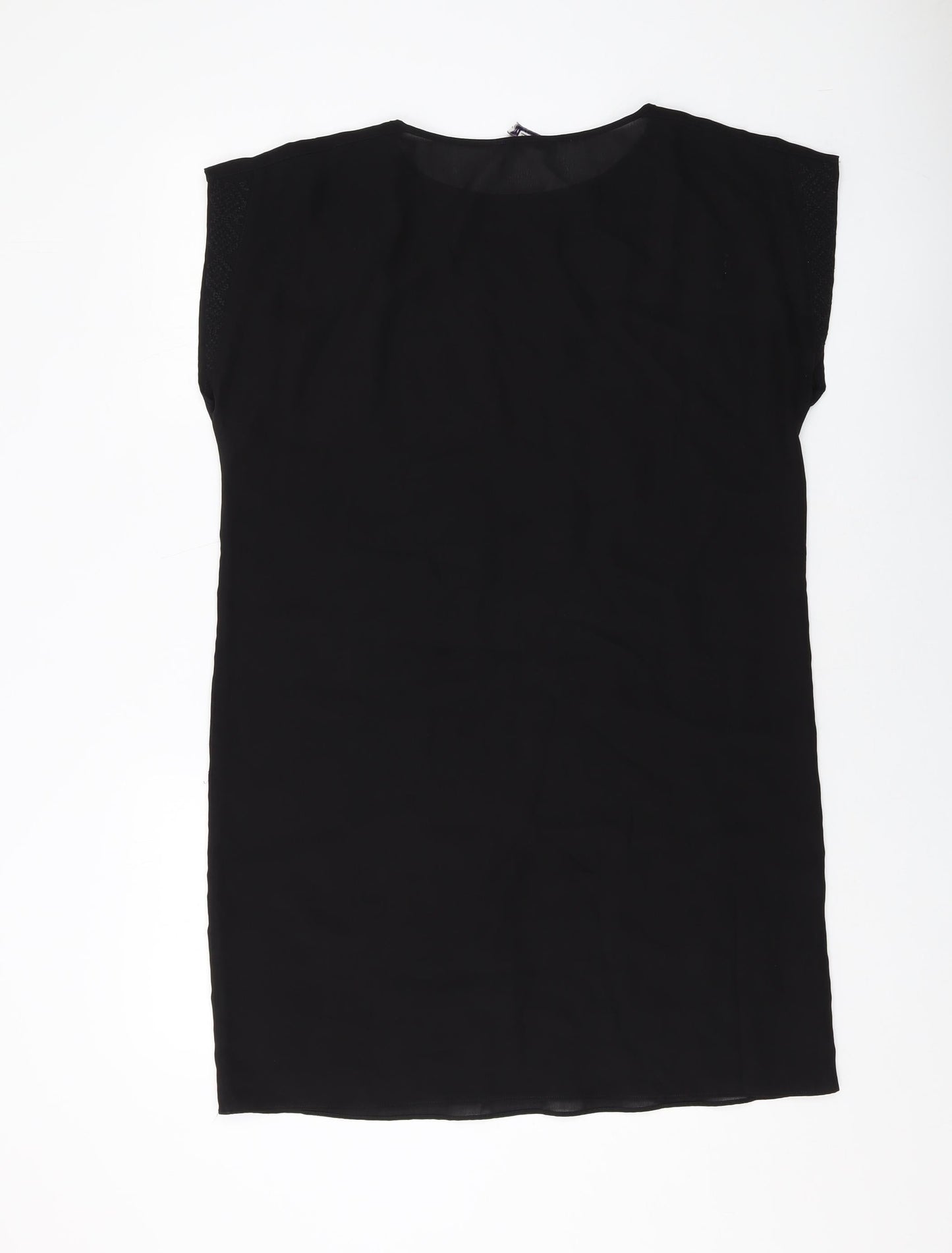 Marks and Spencer Womens Black Polyester Tank Dress Size 12 Round Neck Pullover