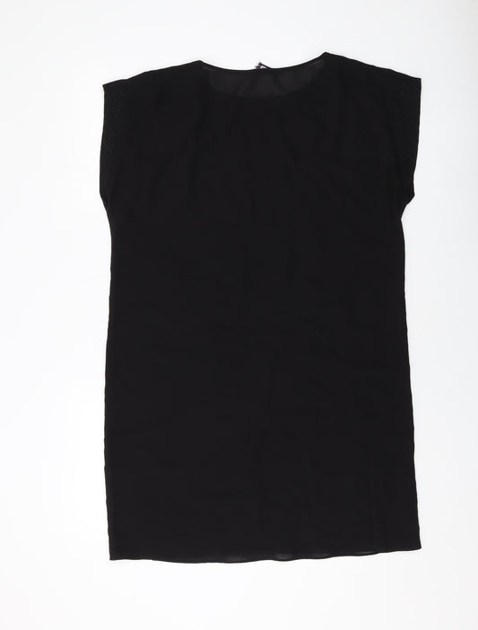 Marks and Spencer Womens Black Polyester Tank Dress Size 12 Round Neck Pullover