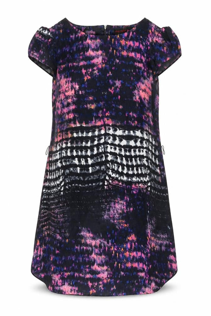 Miss Selfridge Womens Black Geometric Polyester Tank Dress Size 12 Round Neck Zip