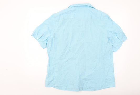 Lands' End Womens Blue Check Cotton Basic Button-Up Size 18 Collared