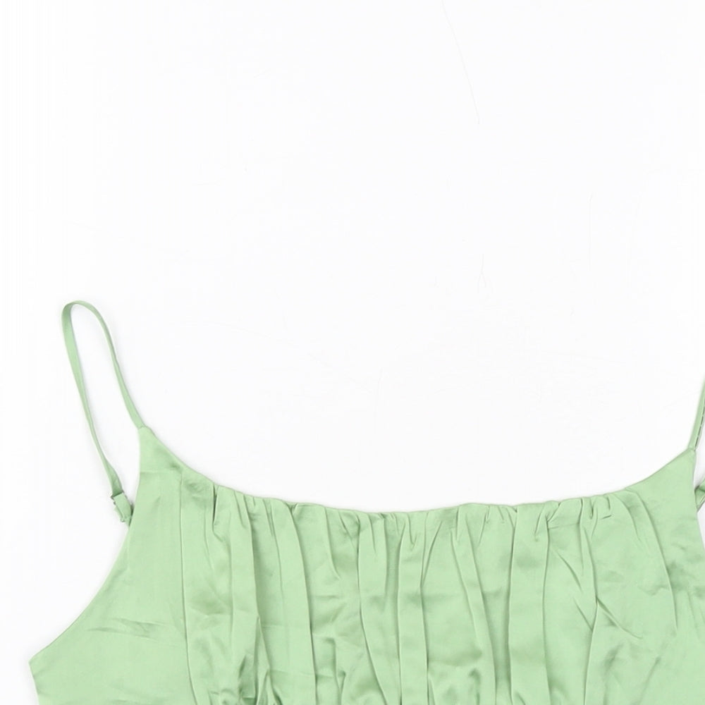 Vera & Lucy Womens Green Polyester Cropped Tank Size M Square Neck