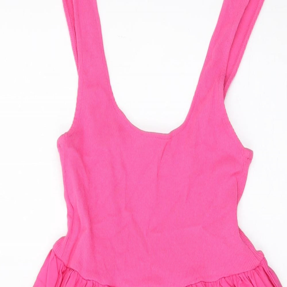 Zatra Womens Pink Cotton A-Line Size M Round Neck Pullover