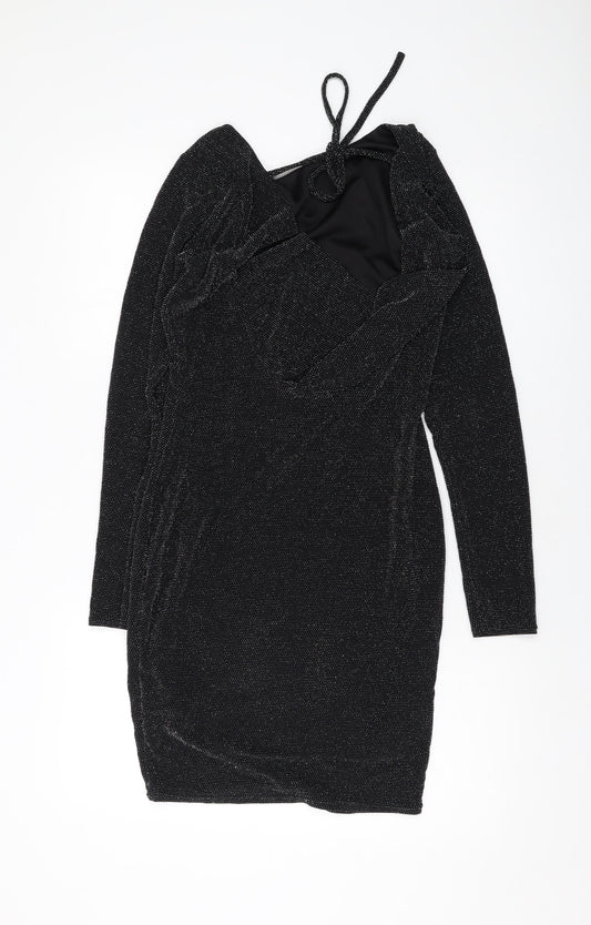 Prague Womens Black Polyester Bodycon Size 12 Round Neck Pullover