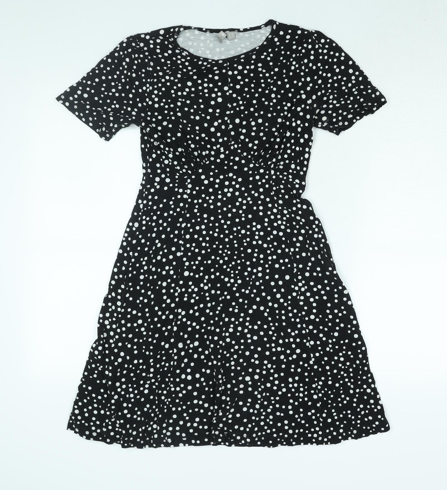 ASOS Womens Black Polka Dot Viscose A-Line Size 10 Round Neck Pullover