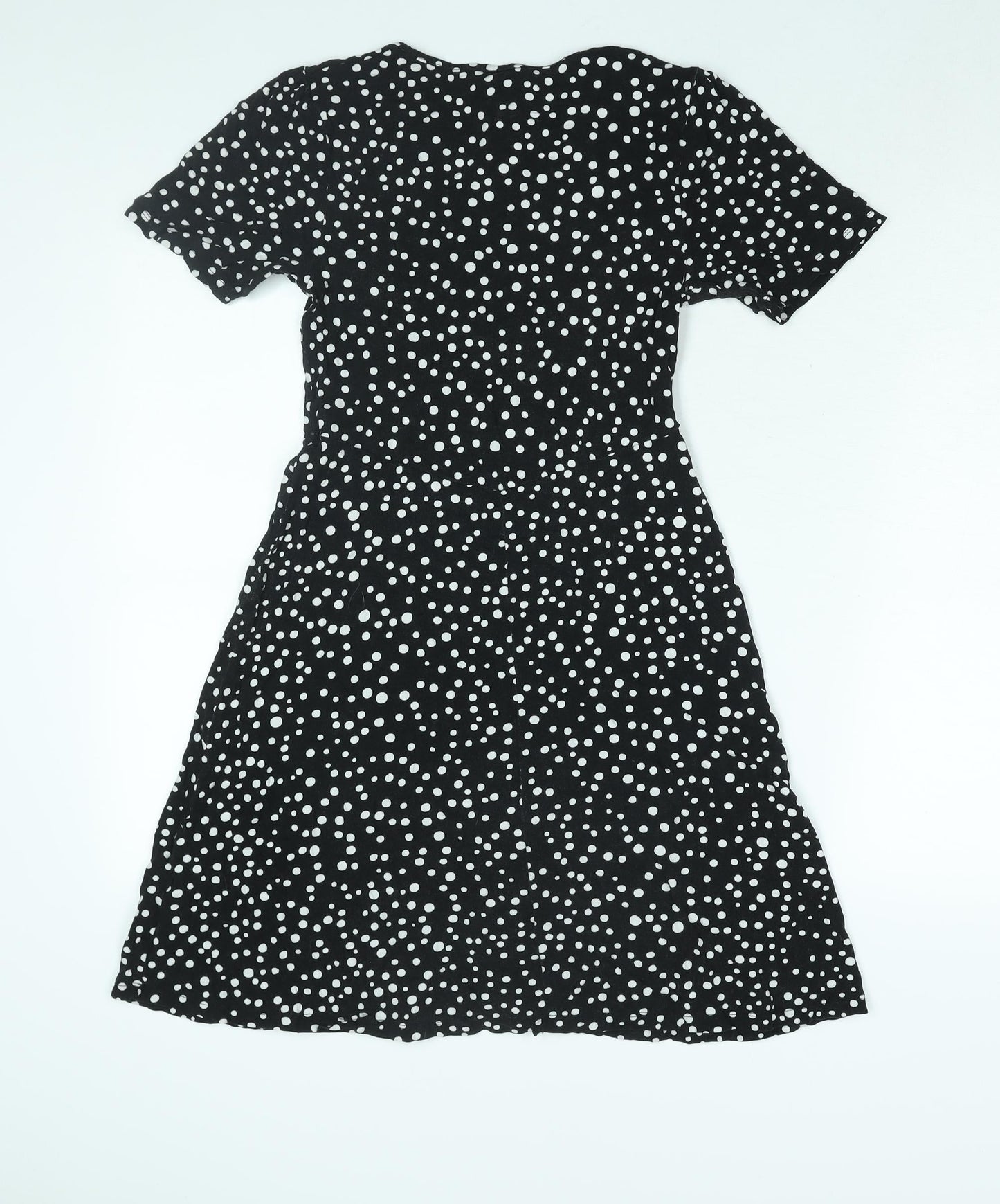 ASOS Womens Black Polka Dot Viscose A-Line Size 10 Round Neck Pullover