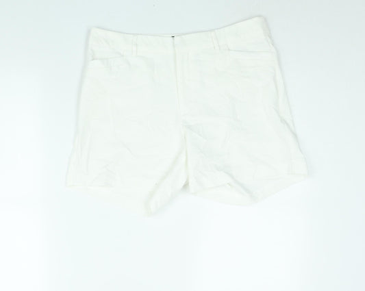 Susan Miller Womens White Polyester Basic Shorts Size 10 L5 in Regular Zip