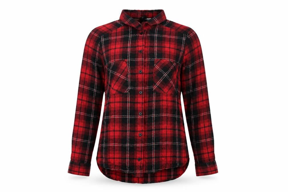 Divided by H&M Womens Red Check Cotton Basic Button-Up Size 10 Collared