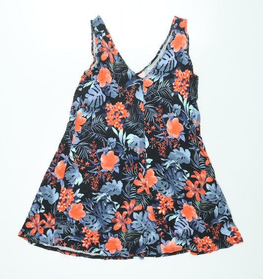 South Womens Multicoloured Floral Viscose Tank Dress Size 12 V-Neck Pullover - Size 12-14