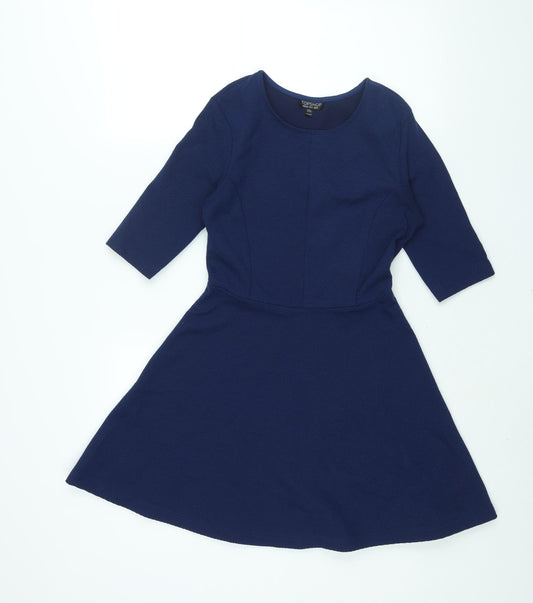 Topshop Womens Blue Polyester A-Line Size 8 Round Neck Pullover