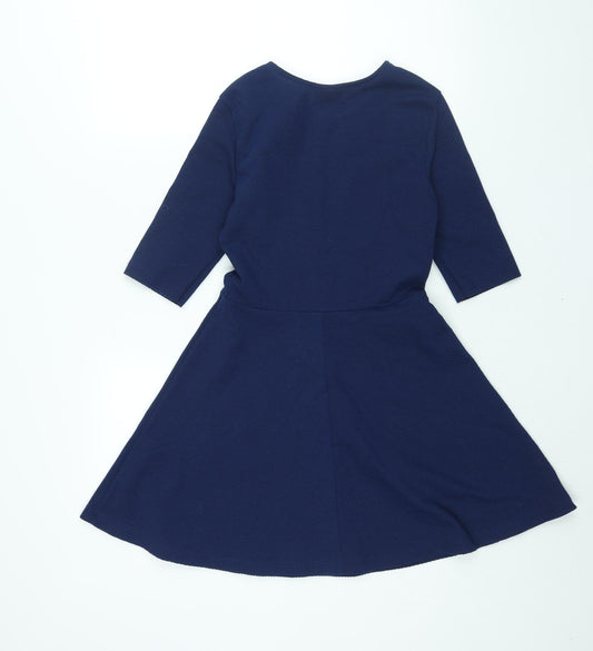 Topshop Womens Blue Polyester A-Line Size 8 Round Neck Pullover