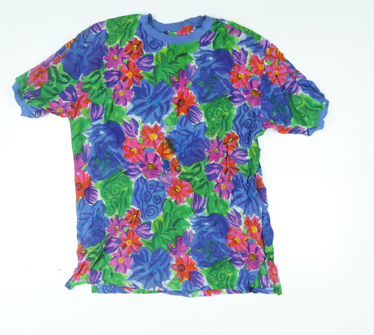 St Michael Womens Multicoloured Geometric Viscose Basic Blouse Size 12 Round Neck - Floral Print Size 12-14