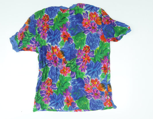 St Michael Womens Multicoloured Geometric Viscose Basic Blouse Size 12 Round Neck - Floral Print Size 12-14