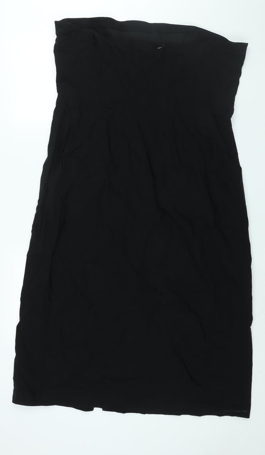 Marks and Spencer Womens Black Viscose Shift Size 22 Square Neck Zip - Front Slit