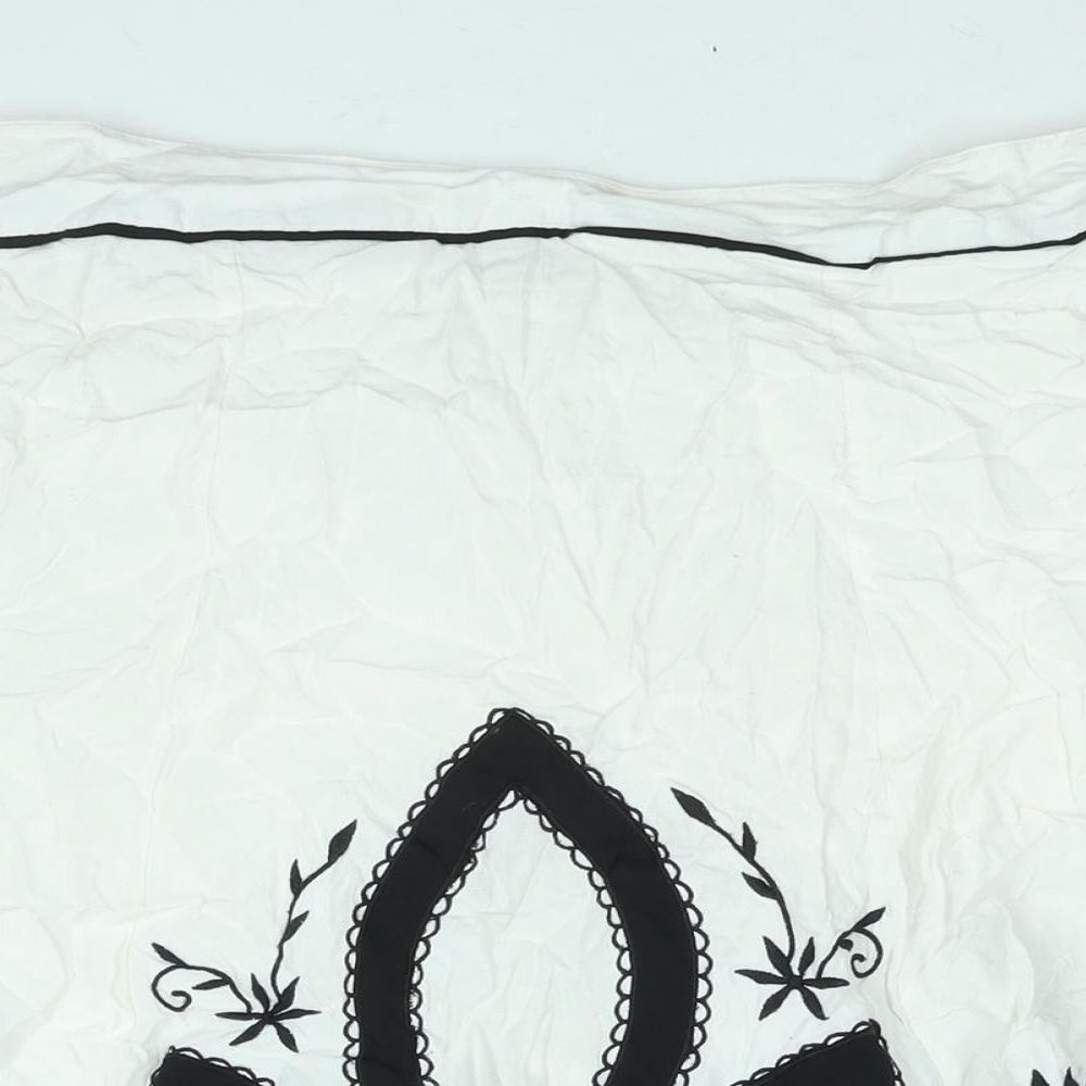 Per Una Womens White Polyester A-Line Skirt Size 14 Zip - Embroidered Lace Trim