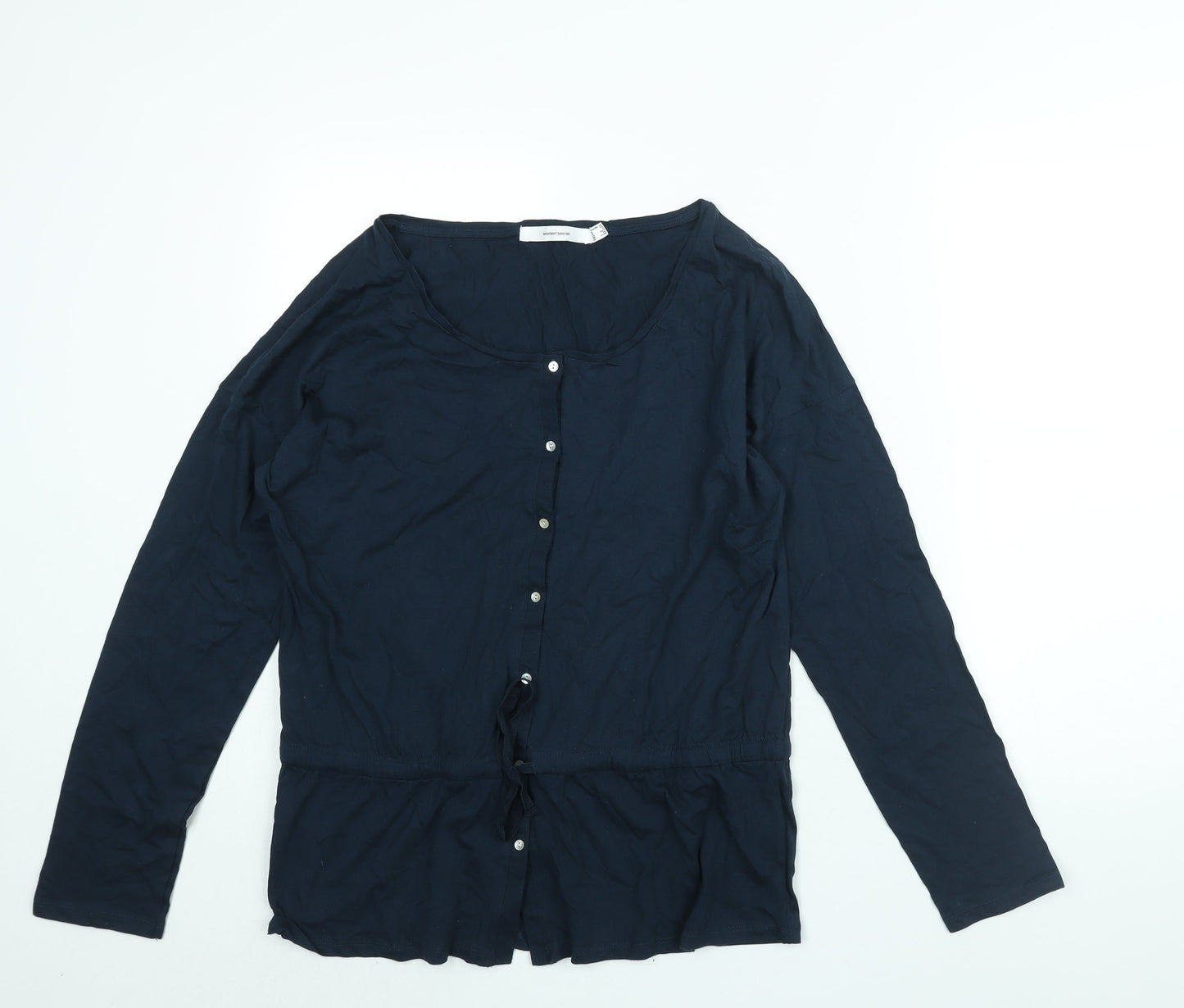 Women'secret Womens Blue Viscose Basic Button-Up Size 2XL Round Neck - Drawstring Detail