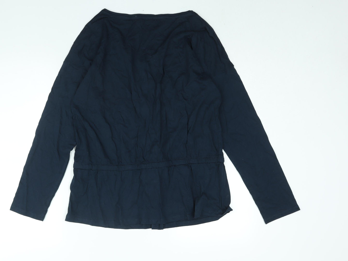 Women'secret Womens Blue Viscose Basic Button-Up Size 2XL Round Neck - Drawstring Detail