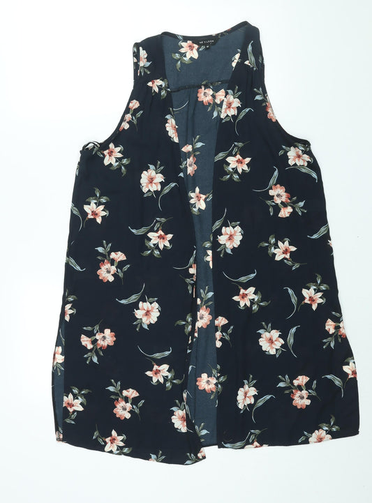 New Look Womens Black Floral Jacket Waistcoat Size 10
