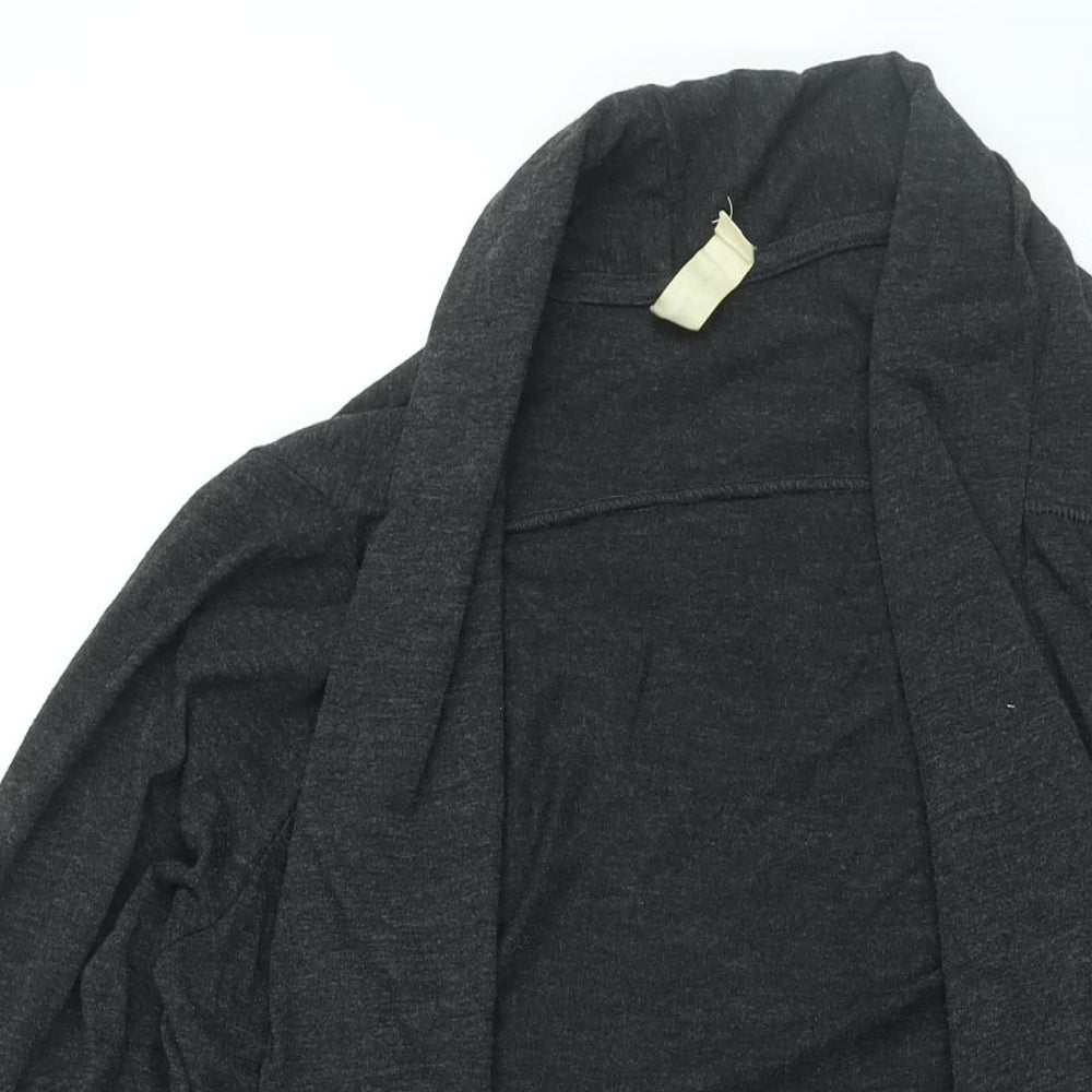 NEXT Womens Grey V-Neck Polyester Cardigan Jumper Size 14 - Waterfall Front