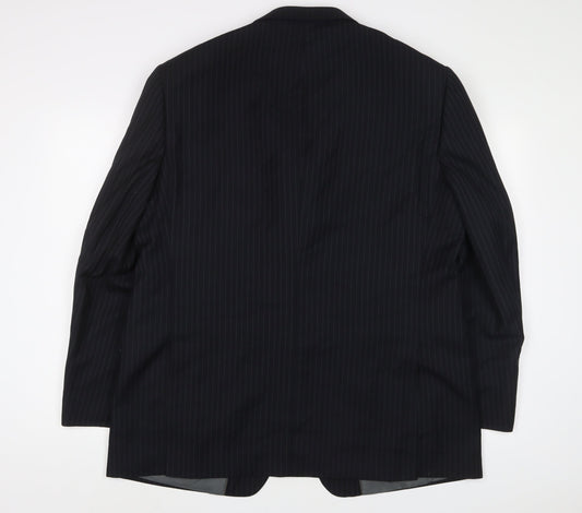 Marks and Spencer Mens Black Striped Polyester Jacket Suit Jacket Size 44 Regular
