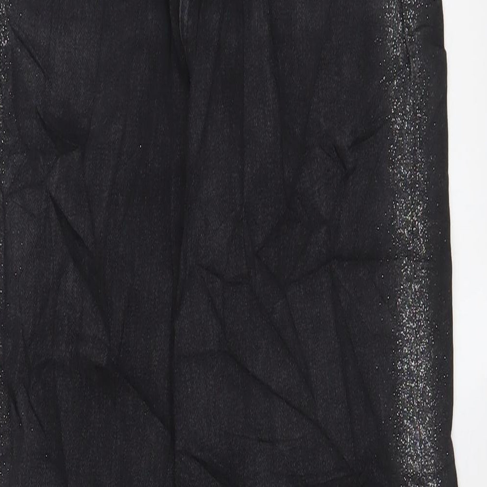 Marks and Spencer Womens Black Cotton Mom Jeans Size 8 L26 in Regular Zip - Glitter