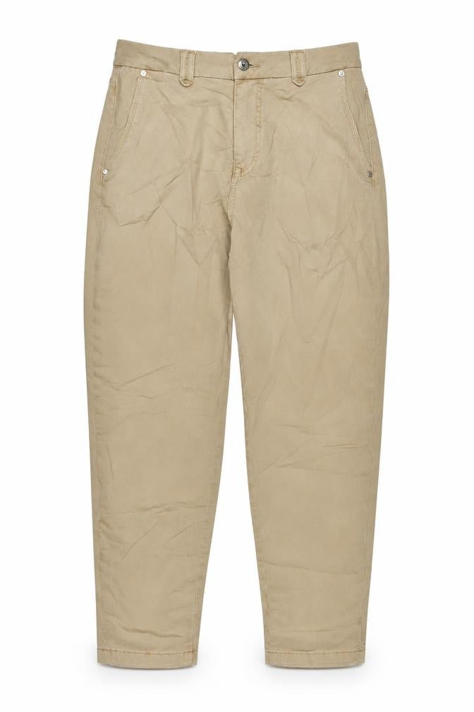 Marks & Spencer Womens Beige Cotton Trousers Size 12 L28 in Regular Zip