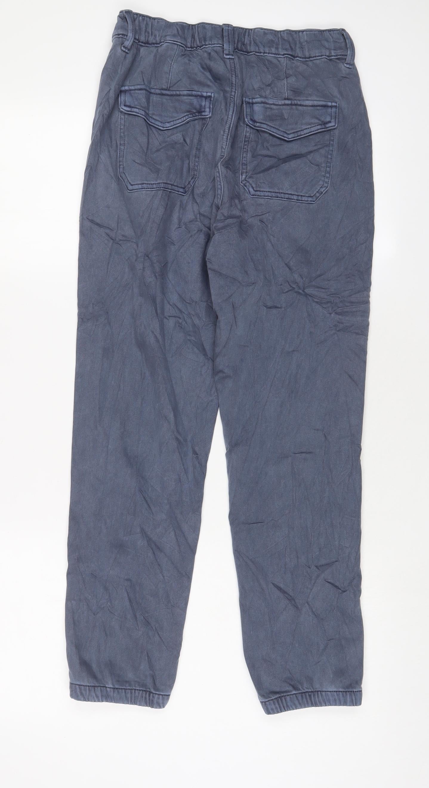 Marks and Spencer Womens Blue Cotton Tapered Jeans Size 8 L27 in Regular Zip