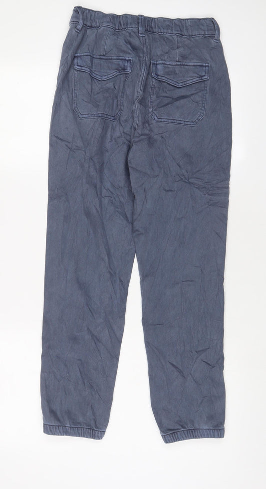 Marks and Spencer Womens Blue Cotton Tapered Jeans Size 8 L27 in Regular Zip