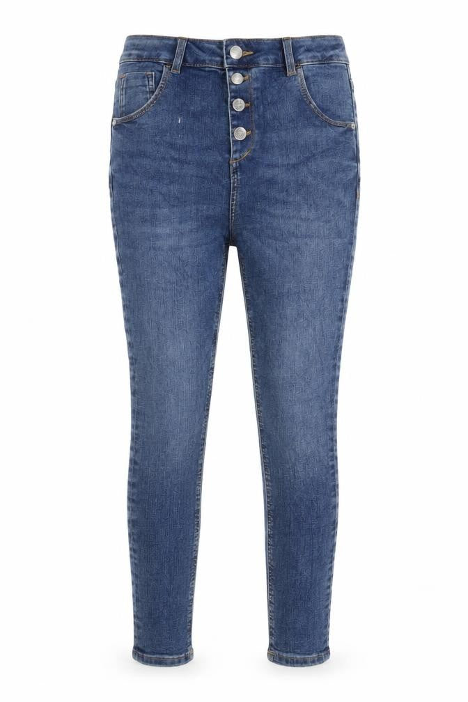 Marks & Spencer Girls Blue Cotton Skinny Jeans Size 9-10 Years L23 in Regular Button