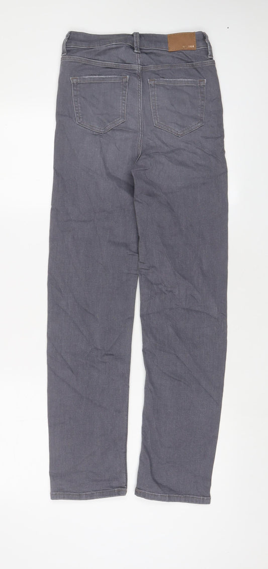 Marks and Spencer Womens Grey Cotton Straight Jeans Size 6 L28 in Regular Zip