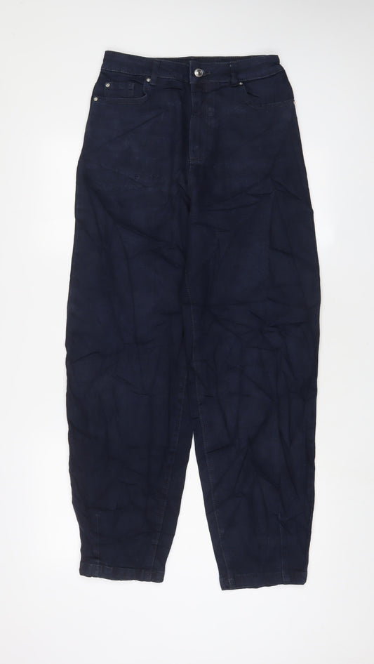 Marks and Spencer Womens Blue Cotton Tapered Jeans Size 8 L30 in Slim Zip