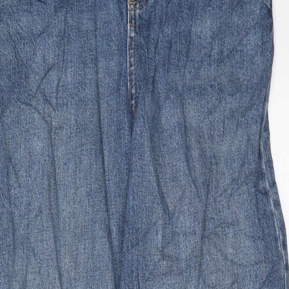 Marks and Spencer Womens Blue Cotton Mom Jeans Size 8 L29 in Slim Zip