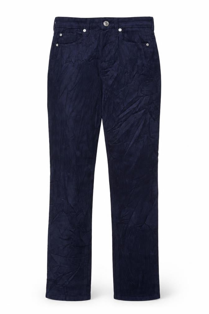Marks & Spencer Womens Blue Cotton Trousers Size 8 L29 in Extra-Slim Zip