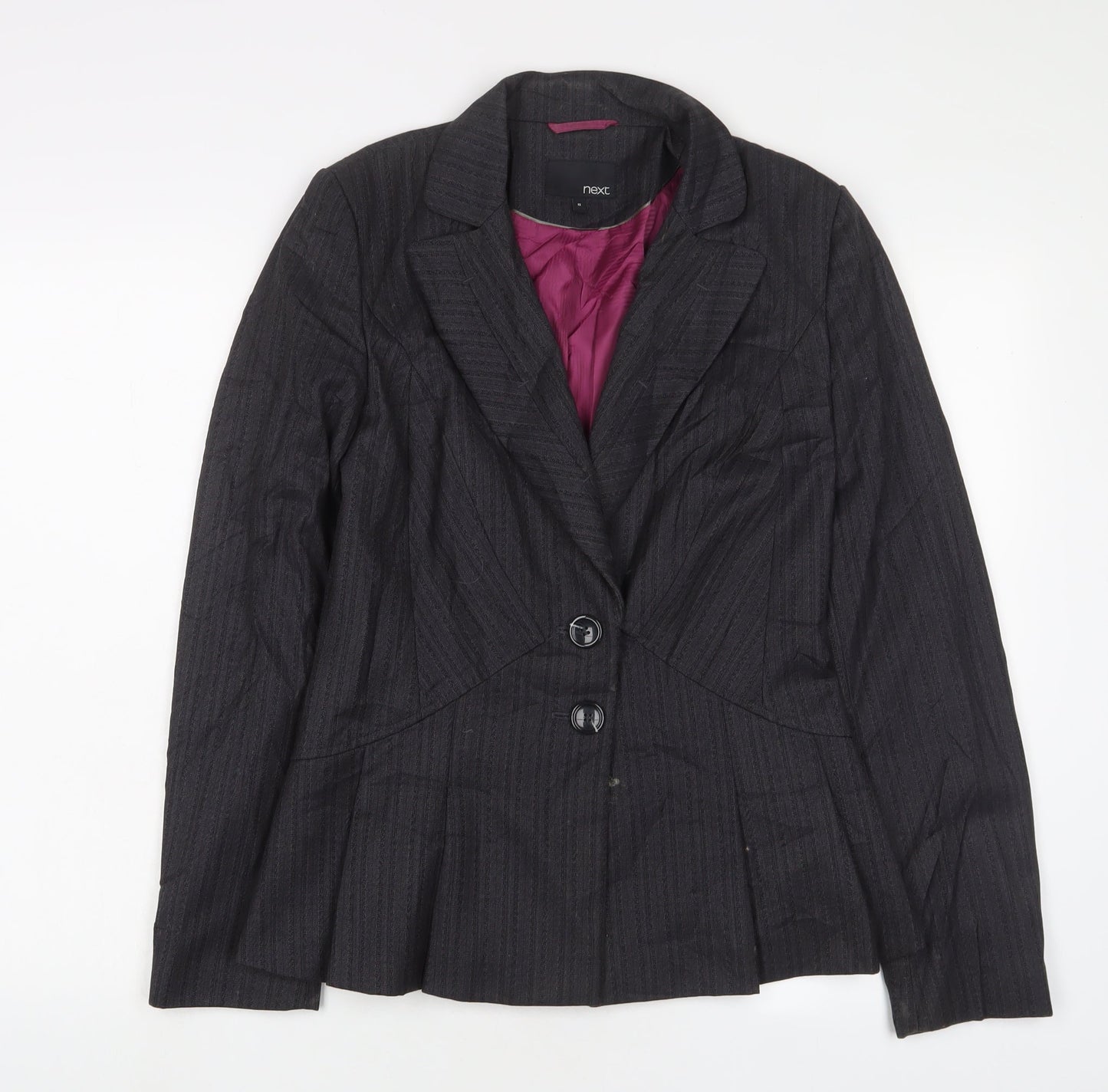 NEXT Womens Grey Striped Jacket Blazer Size 10 Button