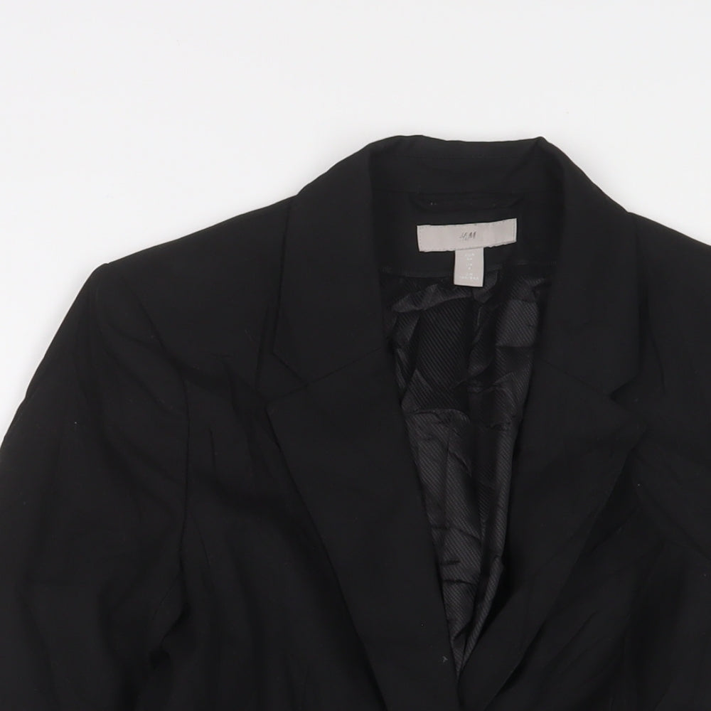 H&M Womens Black Jacket Blazer Size 8 Button