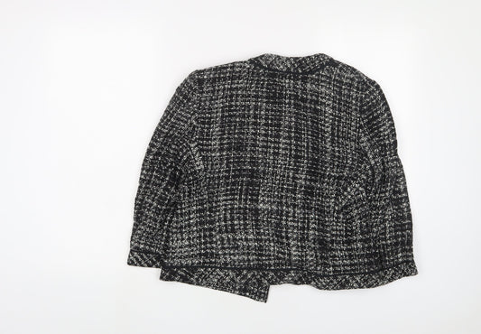 Marks and Spencer Womens Black Herringbone Jacket Size 14 - Open
