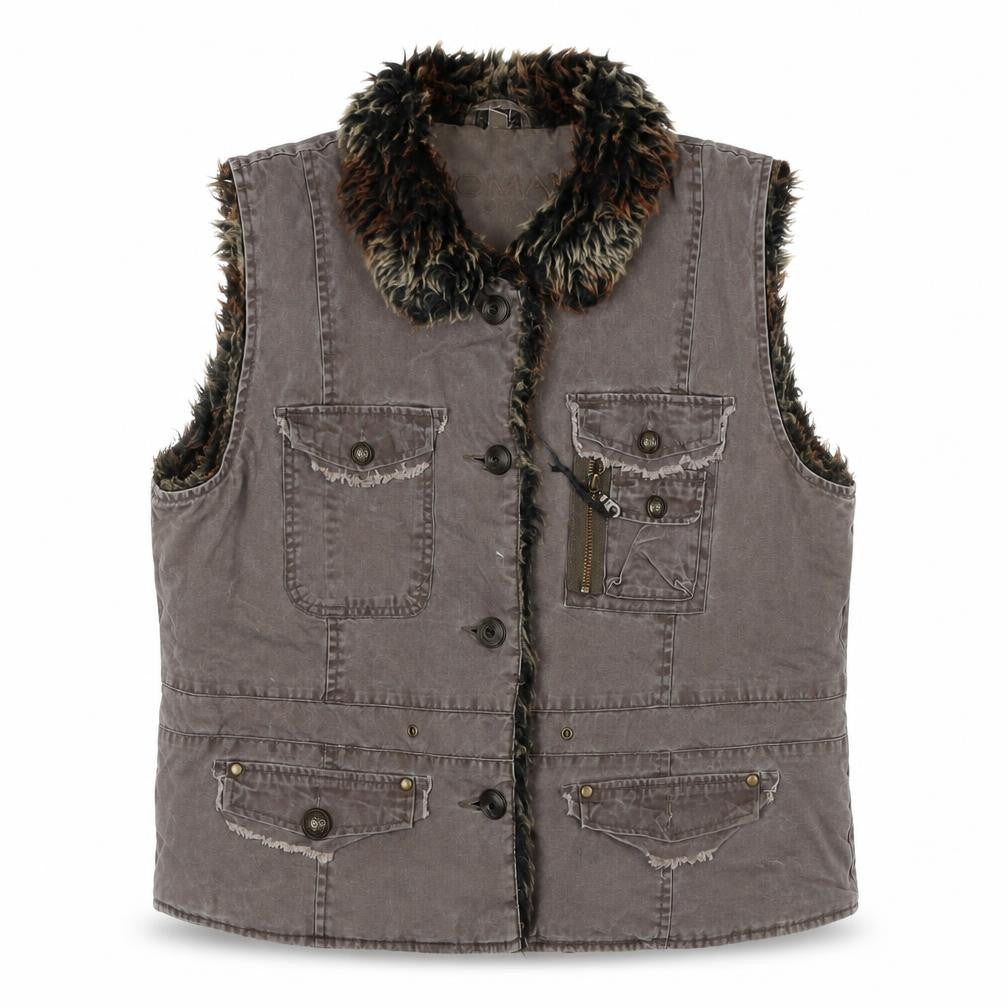 Front view of Roman women’s brown gilet waistcoat, size L, zip