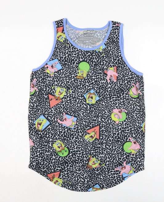 Nickleodeon Womens Multicoloured Animal Print Polyester Basic Tank Size S Boat Neck