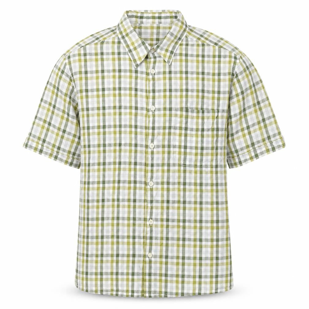 Marks & Spencer Mens Green Check Cotton Button-Up Size M Collared Button