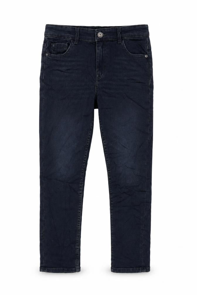Marks & Spencer Girls Blue Cotton Tapered Jeans Size 11-12 Years L24 in Regular Zip